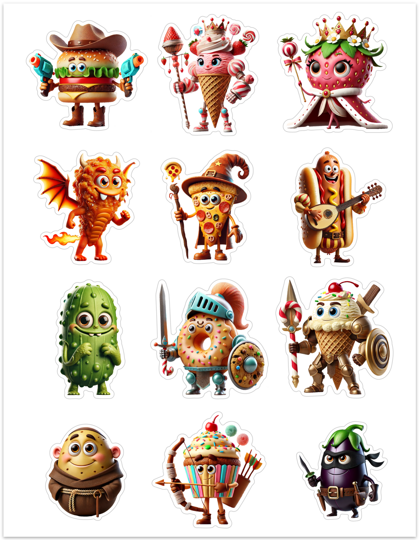 Fantasy Food Character Sticker Collection