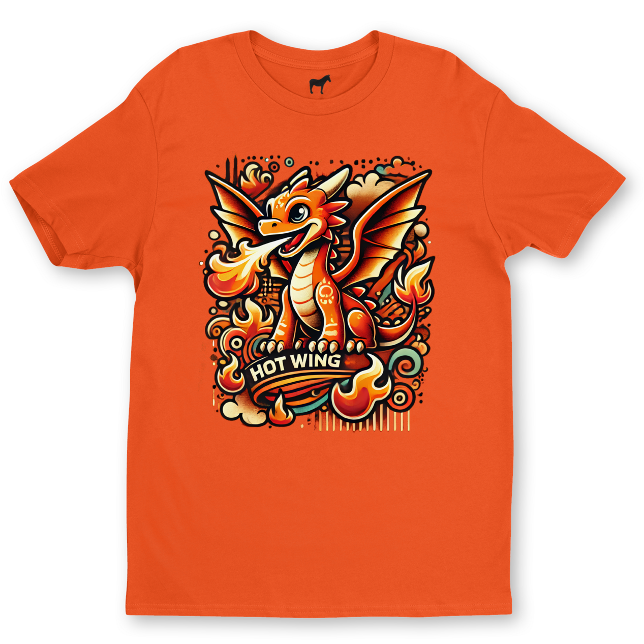 Fiery Flavoria T-Shirt featuring Hot Wing the Dragon