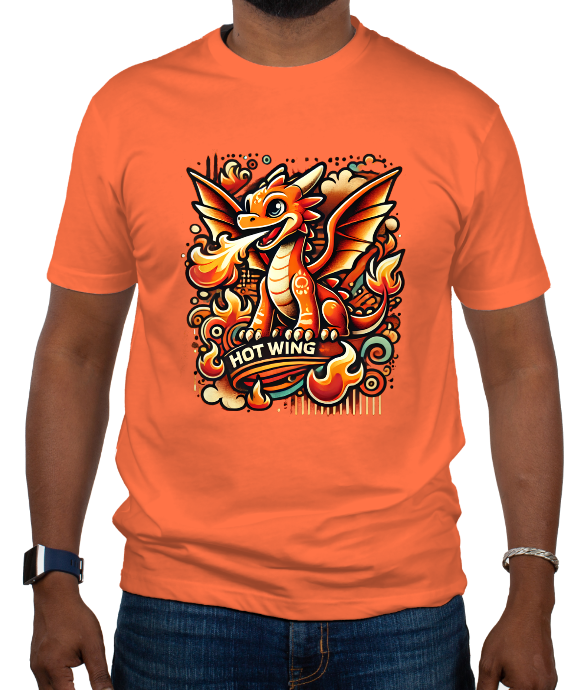 Fiery Flavoria T-Shirt featuring Hot Wing the Dragon