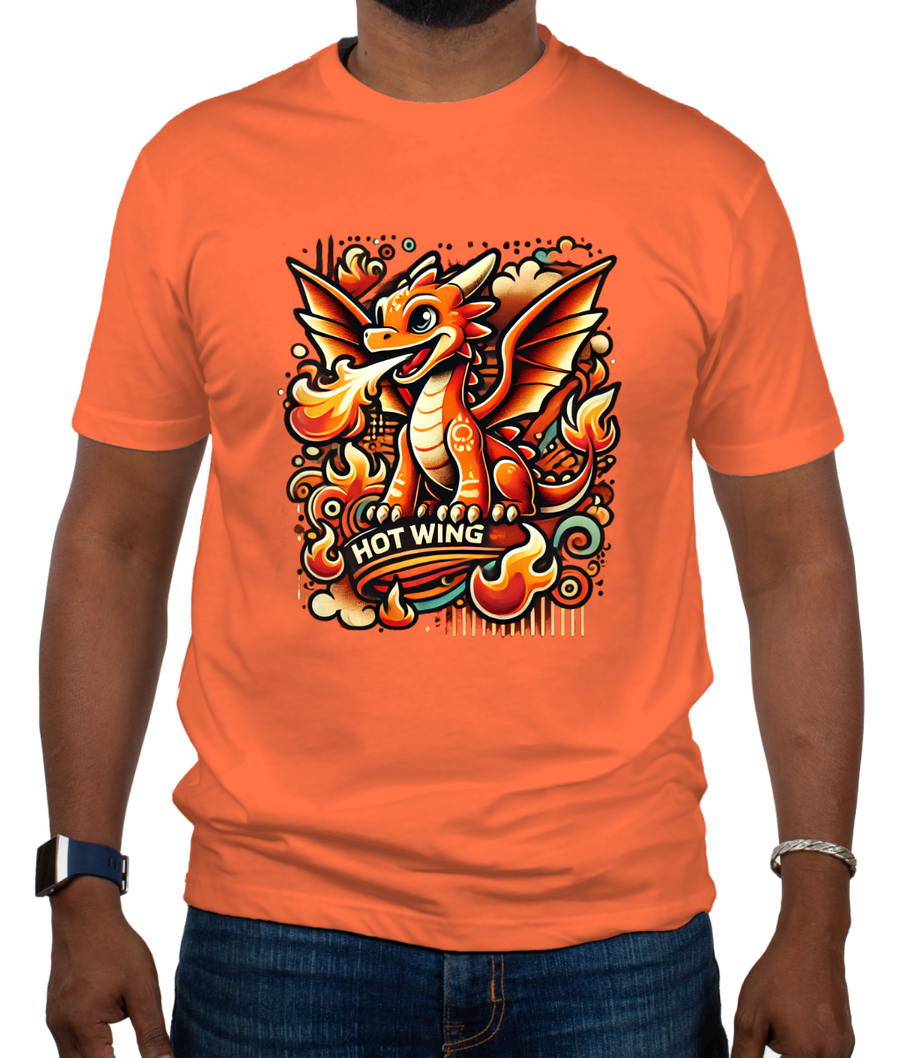 Fiery Flavoria T-Shirt featuring Hot Wing the Dragon