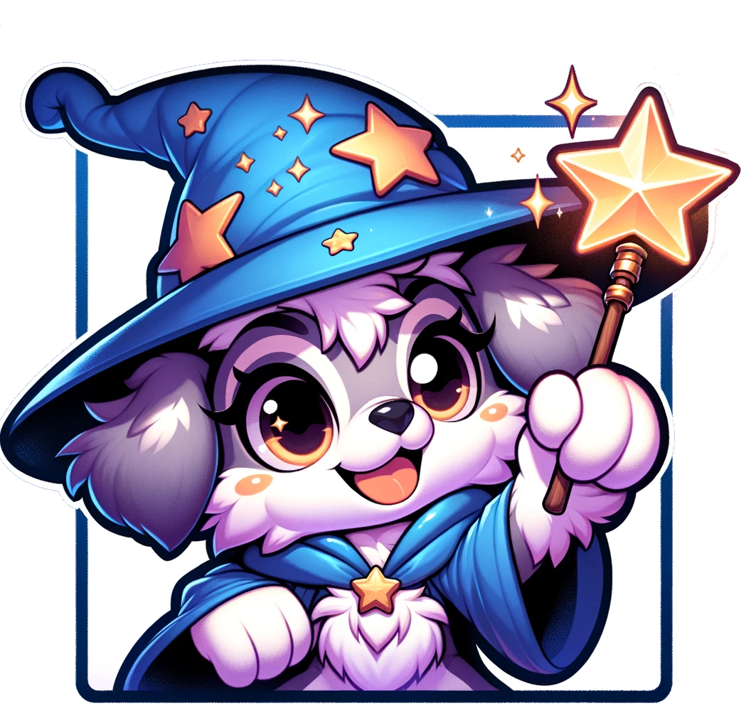 Playful Wizard Pup Laptop Sticker