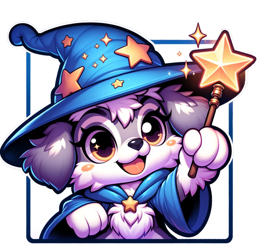 Playful Wizard Pup Laptop Sticker